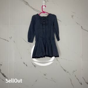 Hartstrings Girls' Blue Denim Long Sleeve Knee Length Dress Size 4